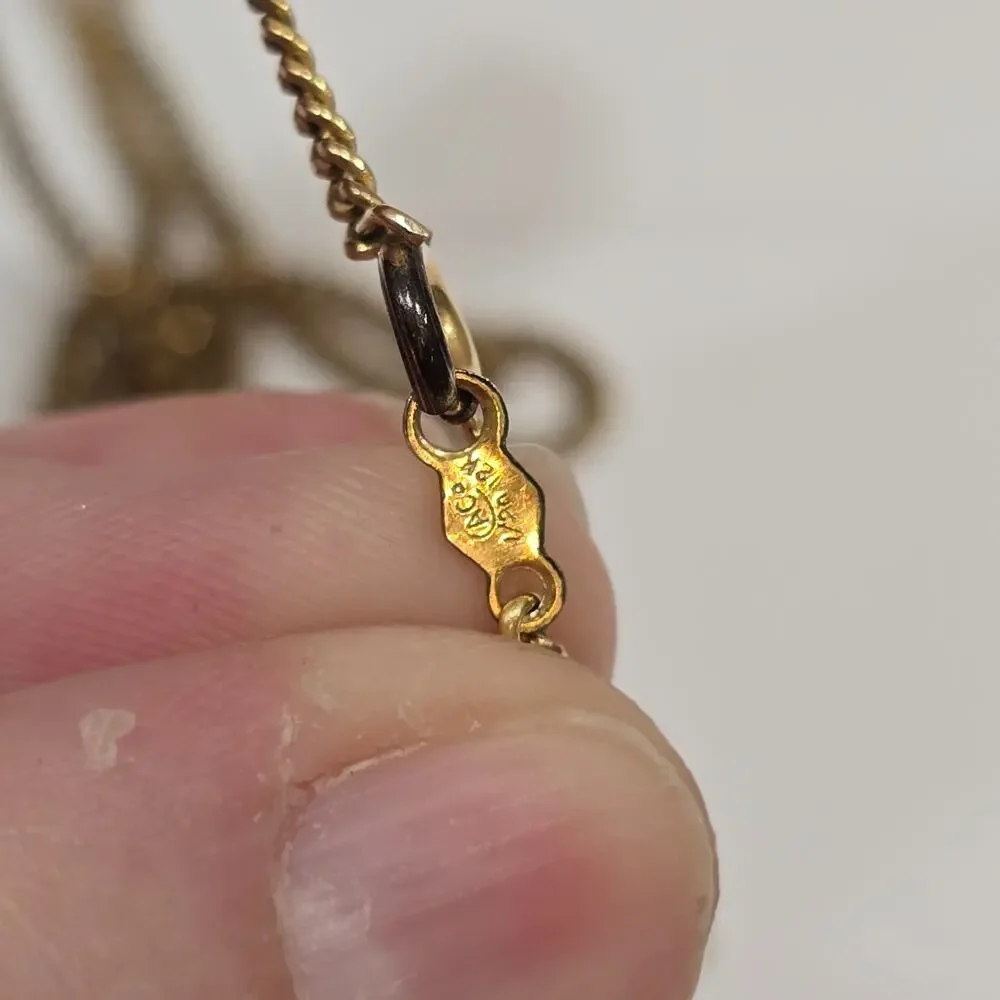 Vintage Gold Dipped Leaf Filigree Pendant With Caco 12K GF Chain Necklace - Picture 6 of 16